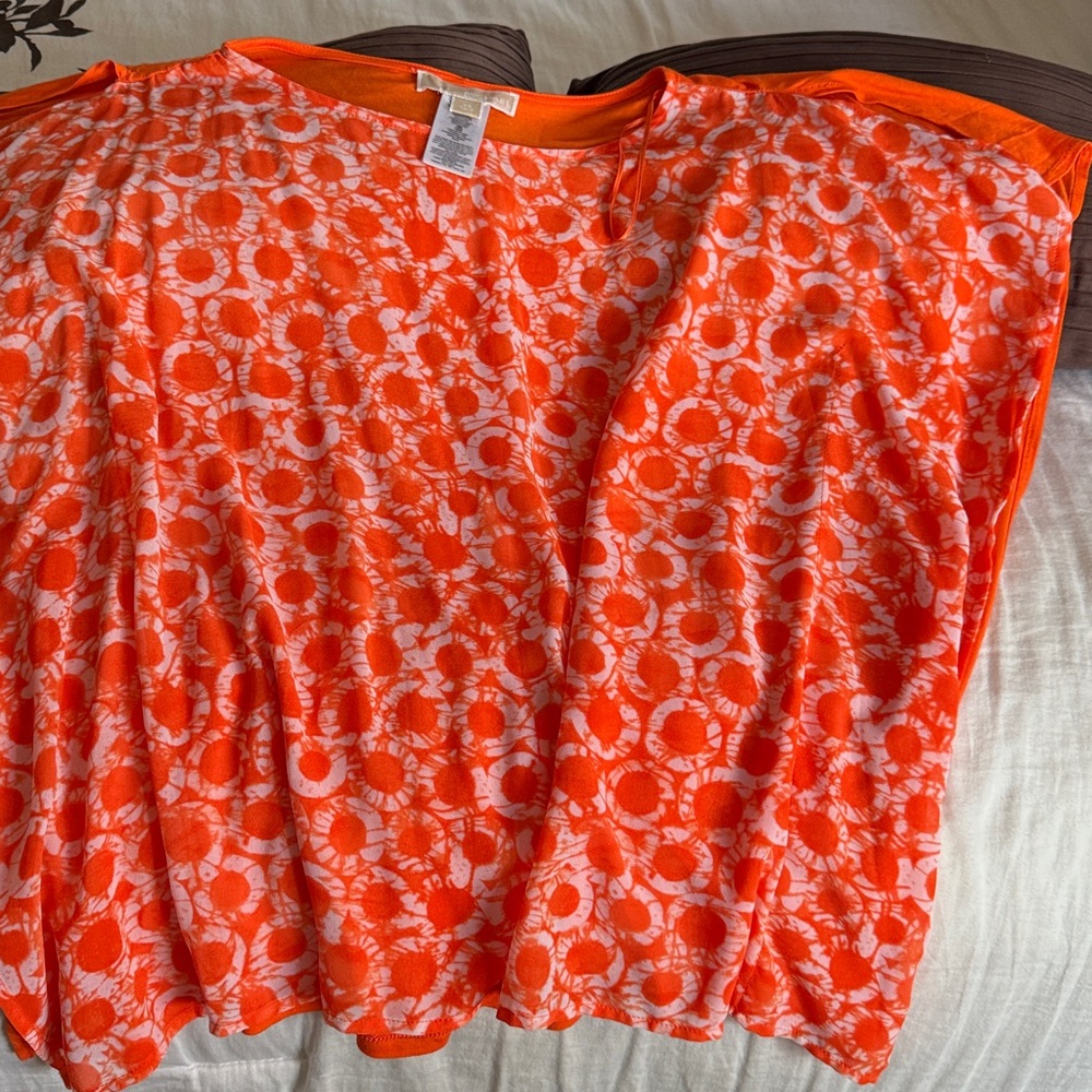 MICHAEL Michael Kors Orange and White Short Sleeve Top